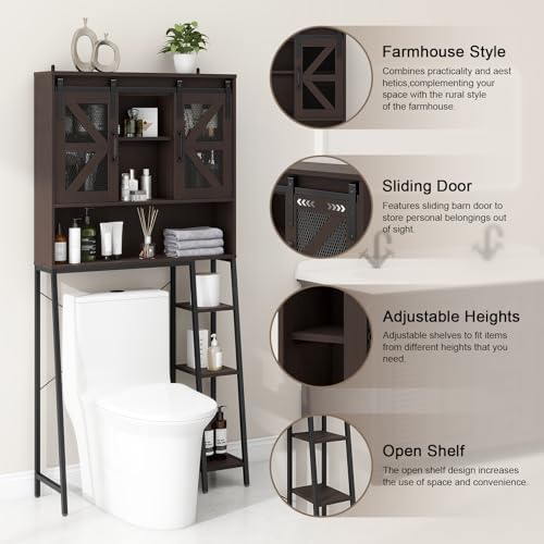 Over The Toilet Storage Cabinet with Open Shelf