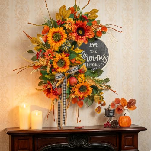 Fall Wreaths for Front Door 24 Inch Outside
