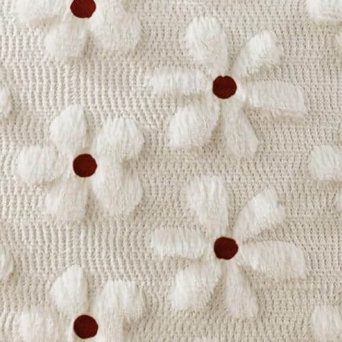 Spring Summer Pillow Covers 16x16 inch Set of 2 White Rust Daisy