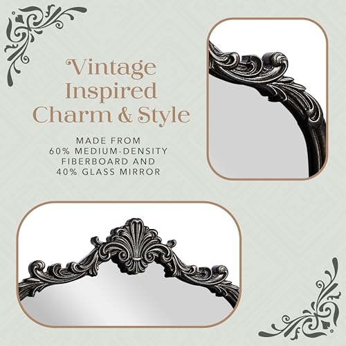 English Estate Carved Arch Wood Wall Mirror