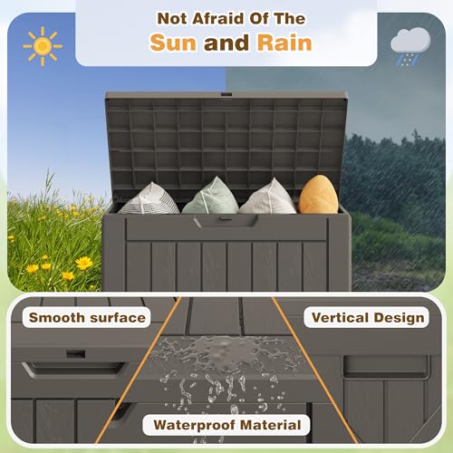 Resin Deck Box 40 Gallon Waterproof Outdoor Storage Box
