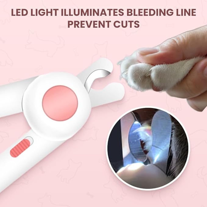 LED Pet Nail Clippers,Upgrade Cat Nail Clipper with Light,Cat Claw Trimmer Nail Clippers for Dogs,Trim Your Pets Nails Easy and Pain-Free Grooming Tool for Small Animals (Blue 1PCS)