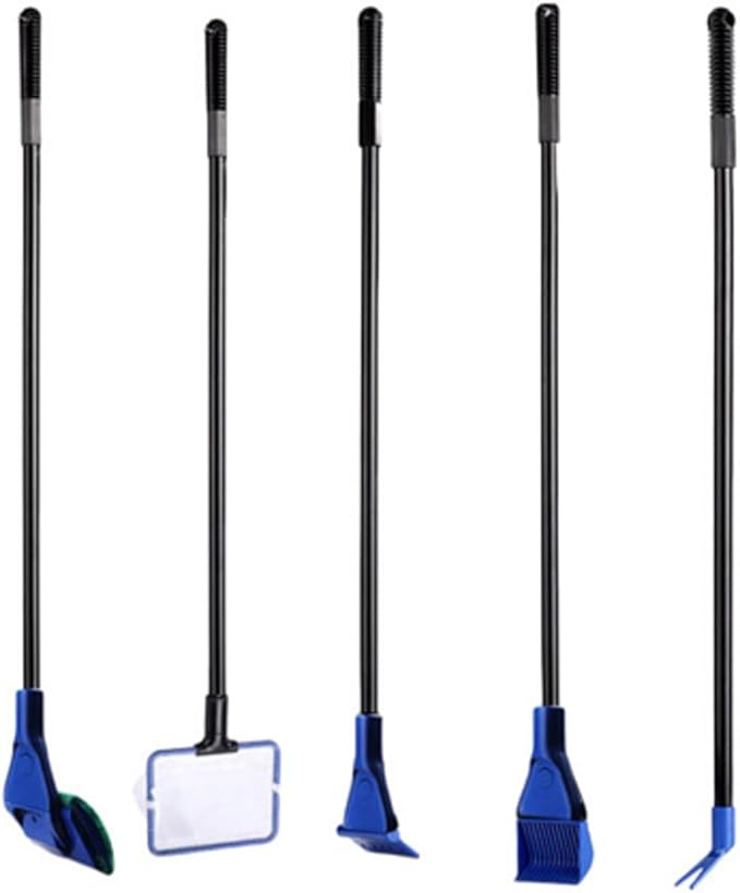 GreenJoy Aquarium Fish Tank Cleaning Kit - 5 in 1 Algae Scraper Set - Siphon Vacuum for Water Changing and Sand Cleaner (Cleaner Set)