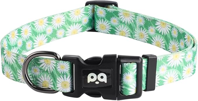 QQPETS Adjustable Soft Dog Collar: Print Flower Pink Multicolor Cute Patterns for XS Small Medium Large Pet Girl Boy Puppy Walking Running Training