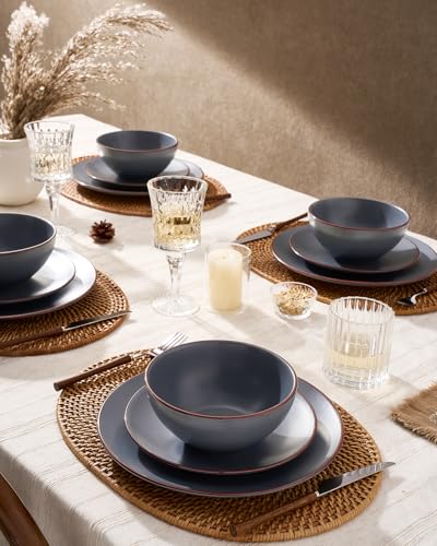 Venus Stoneware Dinnerware Sets with Pasta Bowls (24 Count)