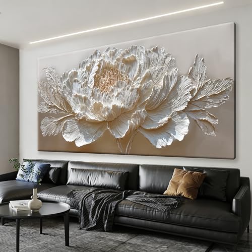 Oversized Canvas Wall Art Decor Nature Botanical Wall Art Decor Flower Canvas Wall Art Prints White Peony Flower Canvas Art Wall Decor For Living Room Bedroom Home Office Modern Decor 29×58 Inch