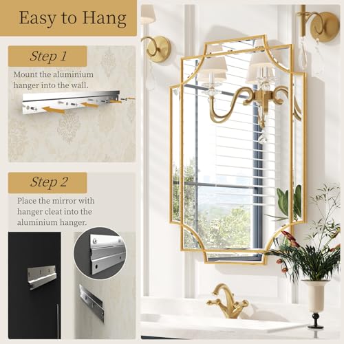 20"x30" Gold Foil Scalloped Edge Decorative Vanity Wall Mirror