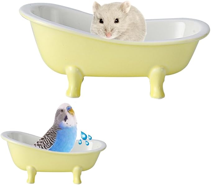 Summer Hamster Ceramic Bed Bathtub, Small Animal Ice Accessories Cage Hideout Toys，Bird Relax Habitat House, Sleep Pad Nest or Hamster, Food Bowl for Guinea Pigs/Squirrel/Chinchilla