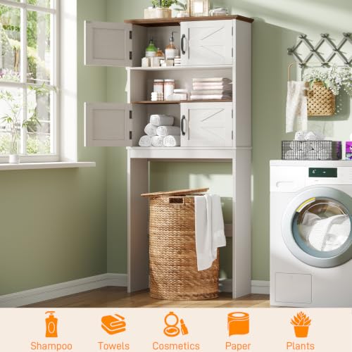Over the Toilet Storage Cabinet with 4 Barn Doors