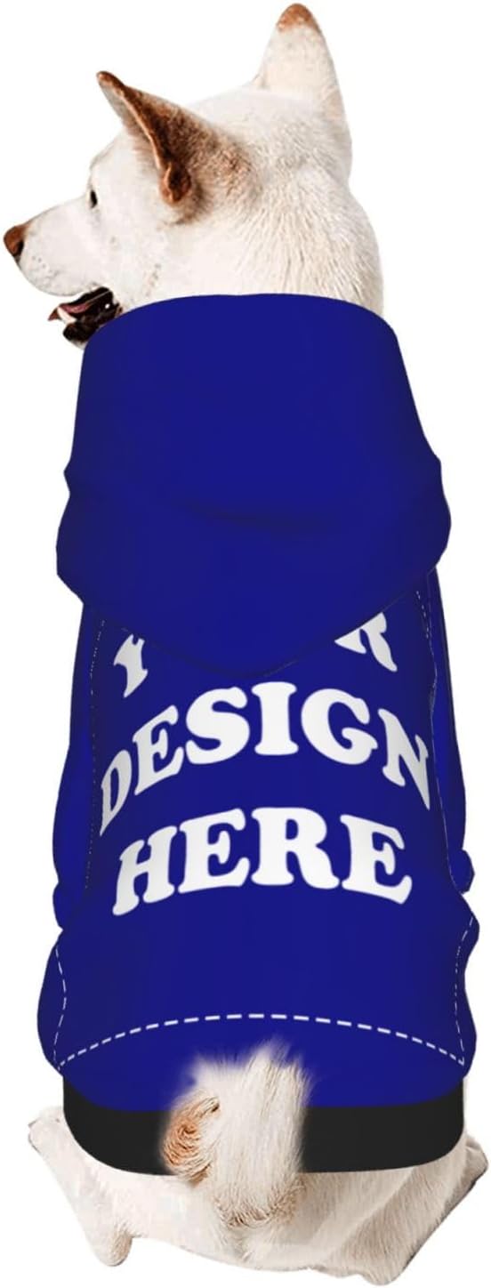 Personalized Dog Hoodie, Custom Dog Costumes for Small Dogs, Holiday Happy Dog Clothes Football Pet Shirt Sweater with Name Number for Girl/Boy Cats/Kitten, Blue, XL