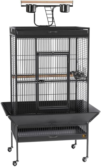 Suburban Sophistication Playtop Bird Home with Spacious Design, Durable Materials, Removable Perches Black/Medium