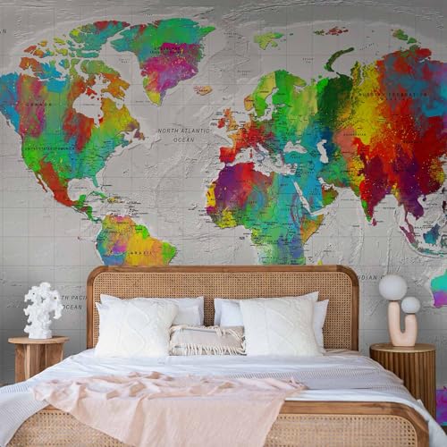Wall Mural World Map 138x101 in (96.44 Sq Ft)