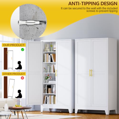 79" Tall White Kitchen Pantry Cabinet