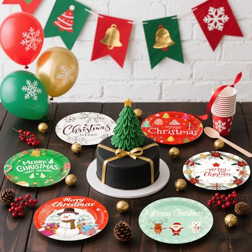 48 PCS Christmas Paper Plates 7 inch (50 Count)