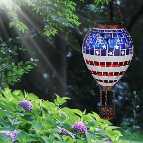 American Flag Hot Air Balloon Solar Lantern