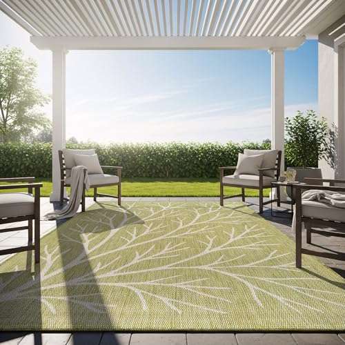 Washable Indoor Outdoor Rug 5x7 Modern Area Rugs Branch Pattern Non Shedding Waterproof Easy Clean Patio Deck Porch Living Room Bedroom Garden RV (35 Sq Ft)