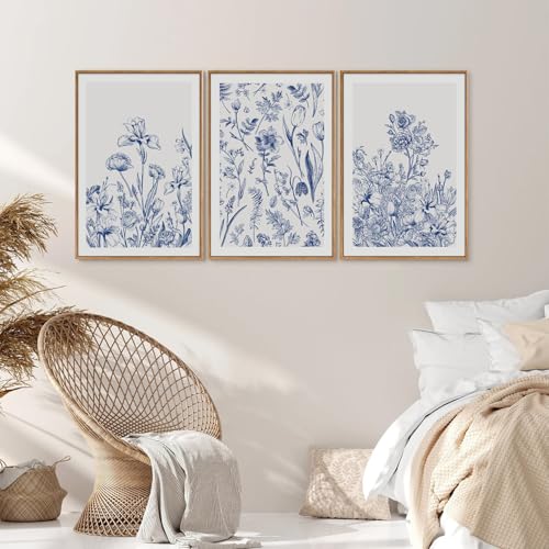 Classic Chinoiserie Framed Canvas Wall Art Set (3 Count)