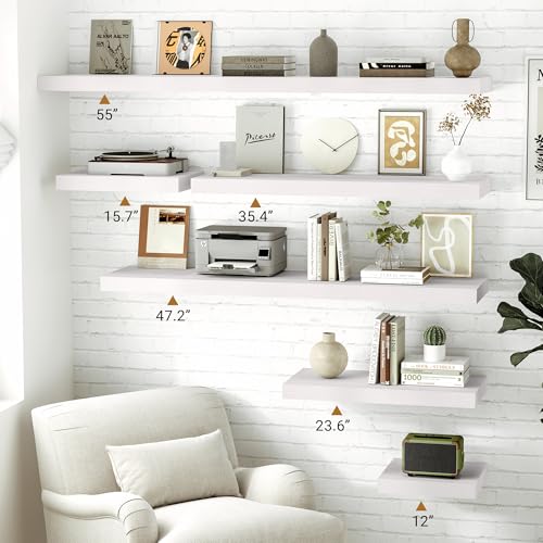 White Floating Shelves 12 Inches Deep (2 Count)