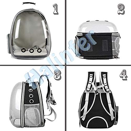 halinfer Back Expandable Clear Cat Backpack Carrier, Fit up to 12 lbs, Space Capsule Bubble Window Pet Carrier Backpack for Cat and Small Puppy