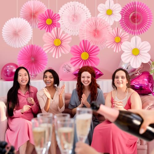 Pink Paper Fans Wall Decor (12 Count)