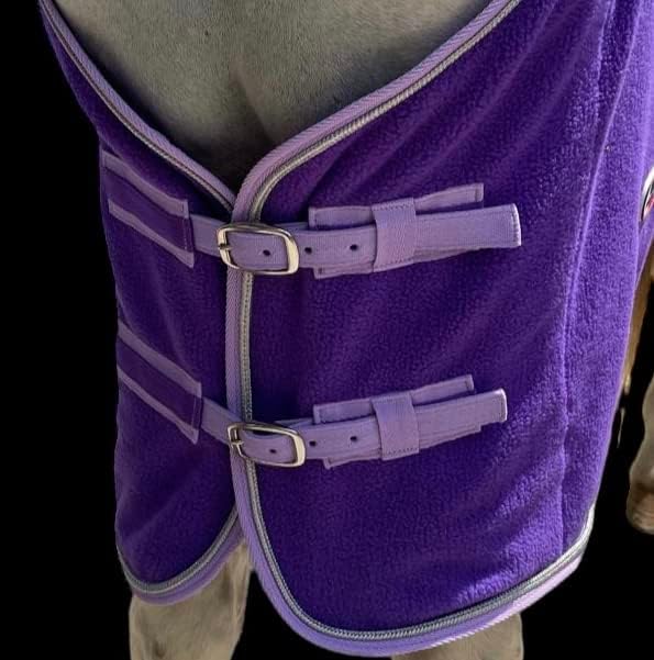 Majestic Ally Anti Pill Fleece Horse Blanket/Sheet with Silver Braided Rope (Purple, 76)