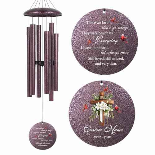Customized Cardinal Cross Windchimes in Memory of a Loved One