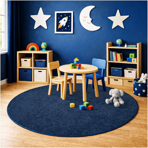 Soft & Colorful 12' Round Kids Classroom Area Rug