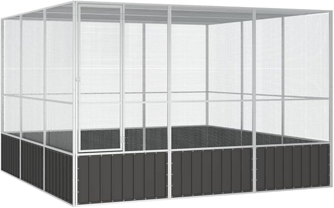 Steel Bird Cage, Large Flight King Bird Cage for Cockatiels African Grey Quaker Amazon Sun Parakeets Green Cheek Conures Pigeons Parrot Bird Cage Birdcage, Anthracite 119.1"x127.8"x83.3"