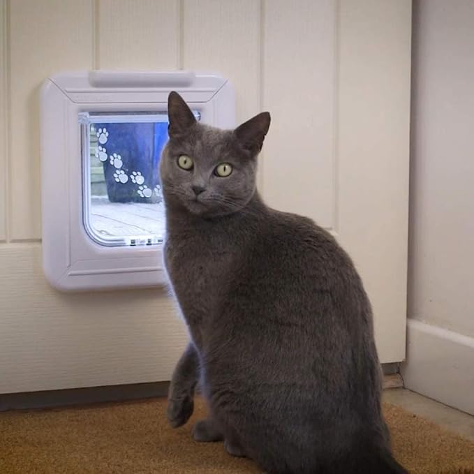Cat Mate Elite Microchip Cat Flap with Digital Timer & LCD Display (355) - for Small to Average Sized Cats, Easy Installation in UPVC Doors, Glass, and Wood, White