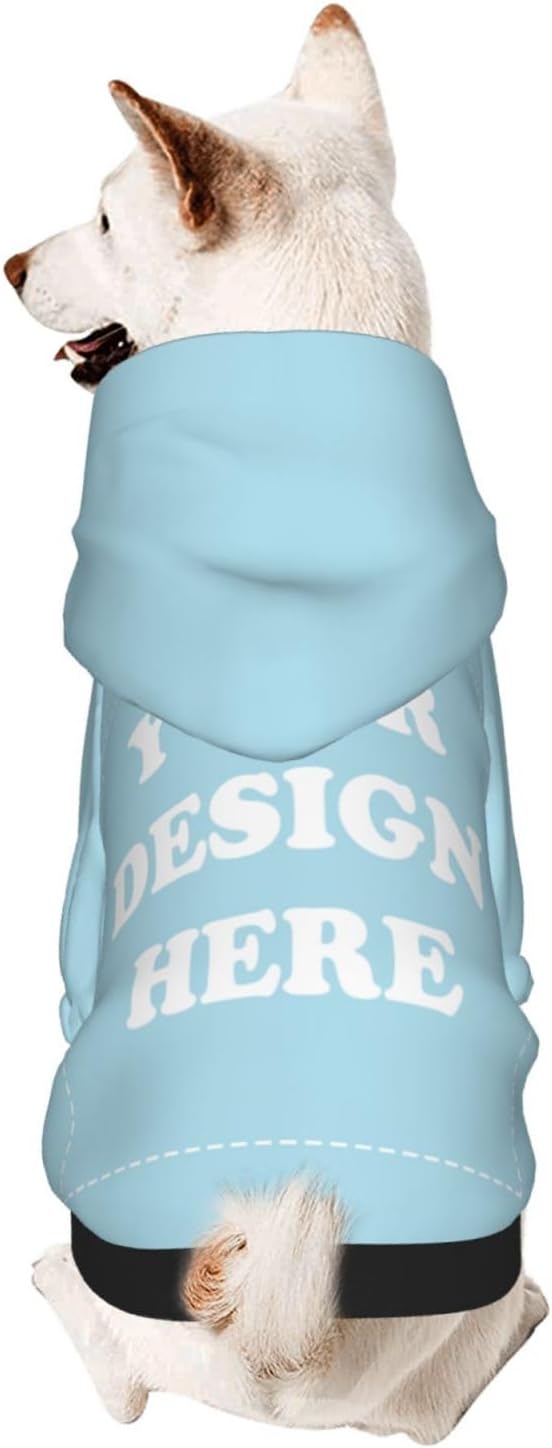 Personalized Dog Hoodie, Custom Dog Costumes for Small Dogs, Holiday Happy Dog Clothes Football Pet Shirt Sweater with Name Number for Girl/Boy Cats/Kitten, LightBlue, L