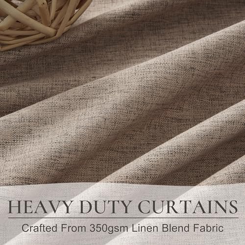 Dark Flax Linen Pinch Pleated Curtains 102 Inches Long Heavy Duty Thermal Insulated Extra length Burg for Dining Room Cottage Total Blackout 48 (2 Count)