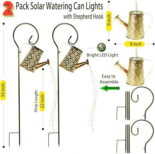 2 Pack Solar Watering Can Lights with Shepherd Hook (2 Count)