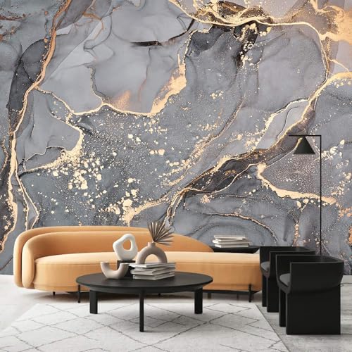 Gray and Gold Marble Wallpaper wall murals for Bedroom 136"x96"