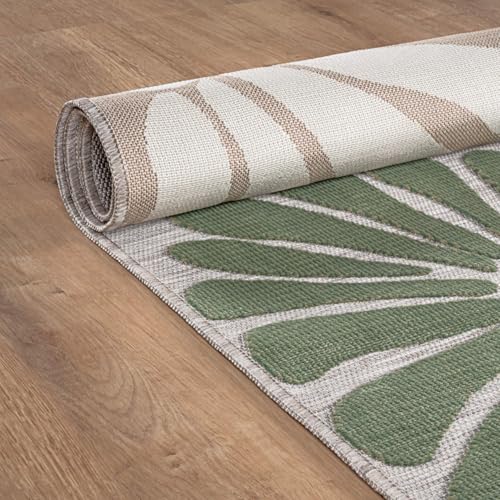 Outdoor Rug 8x10 Modern Floral Tropical Area Rugs for Outdoor and Indoor Patio Easy to Clean Non Shedding Living Room Porch Garden Washable Outside Carpet (80 Sq Ft)
