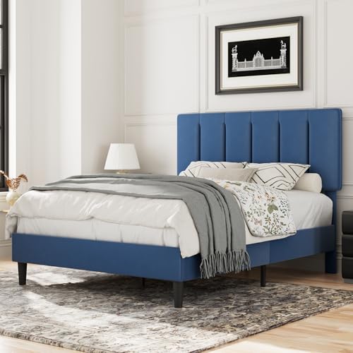 Queen Size Bed Frame with Upholstered Headboard
