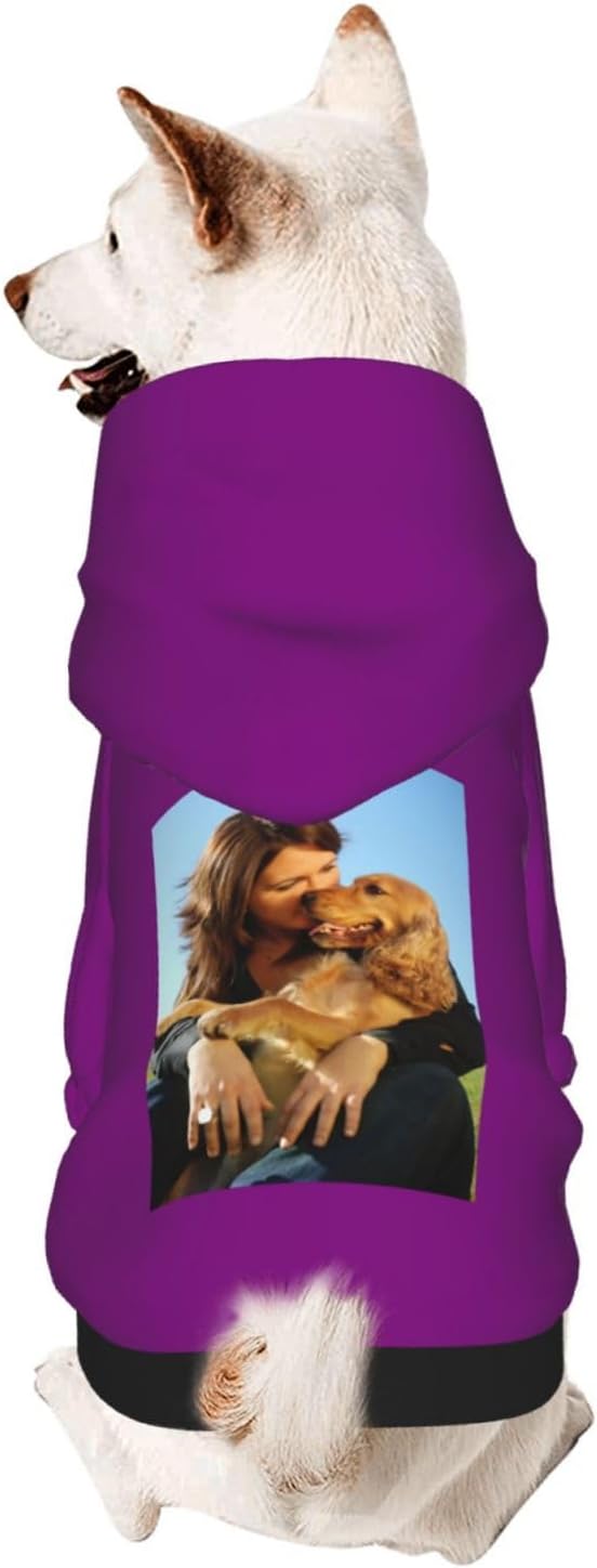 Custom Dog Hoodie Add Your Design Soft & Warm Personalized Photo Text Logo Name Dog Clothes for Puppy Sweatshirt Hooded for Small Medium Large Dogs Girl/Boy Cats Purple