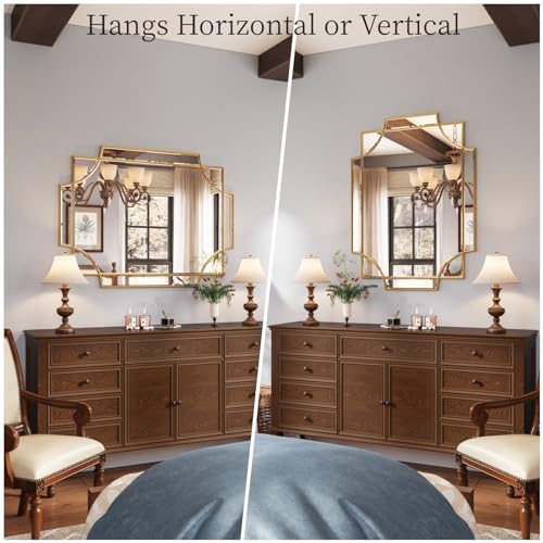 20"x30" Gold Foil Scalloped Edge Decorative Vanity Wall Mirror