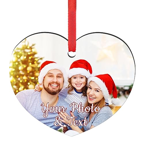Personalized Christmas Ornaments 2025 Wood Custom Picture Text Hanging Ornament Customized Christmas Tree Decorations Keepsake Gift for Family Couples Xmas Tree Home Decor