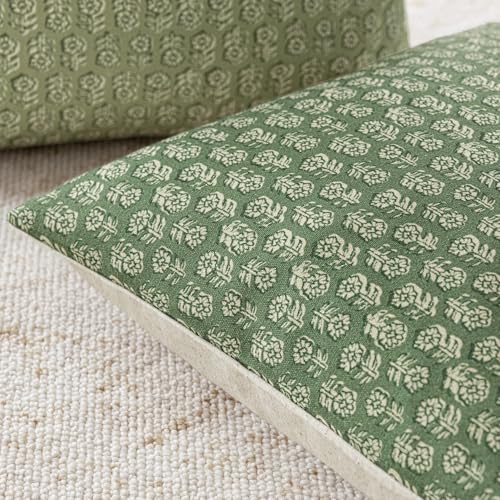 Decorative Floral Print Throw Pillow Covers 20×20 Forest Green (2 Count)