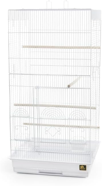 Neo-Classical Nostalgia Tall Cage with Elegant Design, Spacious Interior, Durable Construction, and Vertical Layout White