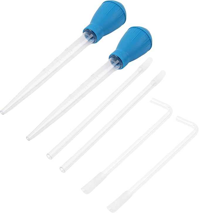 2 Set Manual Fish Tank Cleaning Tools with Extension Pipe and L Shaped Extension Pipe,30ml Aquarium Water Changer,28.9 Inches Siphon Dropper for Fish Bowl Waste Remover,Coral Feeder(Blue)