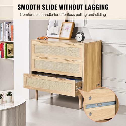 3 Drawer Rattan Dresser