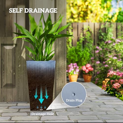 24 in Taper Tall Planters for Outdoor Plants Set of 3 (3 Count)