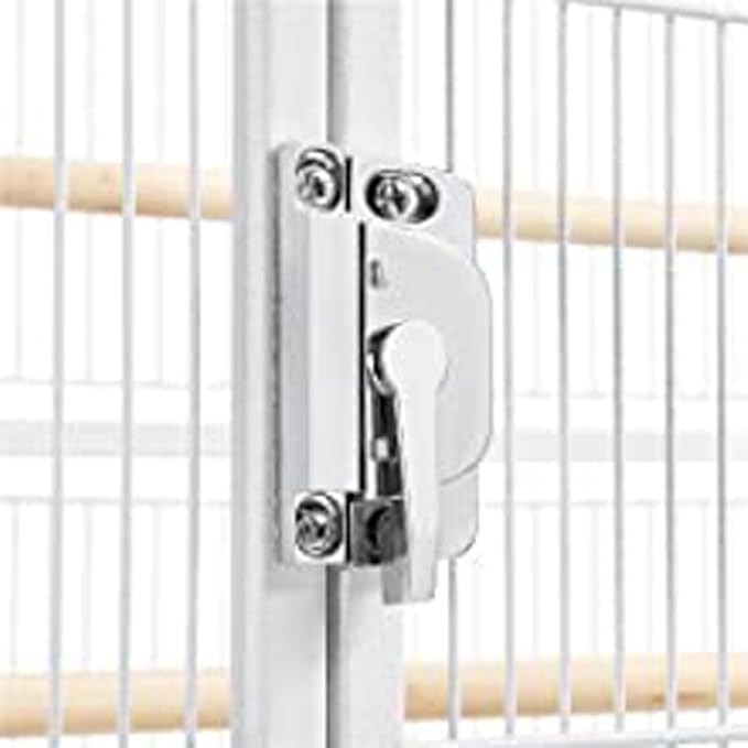 X-Large 32" Lx23 Wx69 H Deluxe Wrought Iron Bird Parrot Cage Top Play Ground Walk Ladder Stainless Cups Include Seed Guard Large Storage Shelf Heavy Duty Rolling Lockable Wheels
