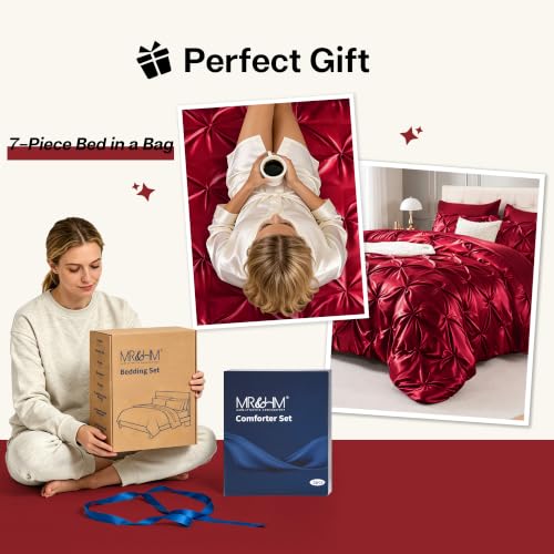 Satin Queen Comforter Set Burgundy