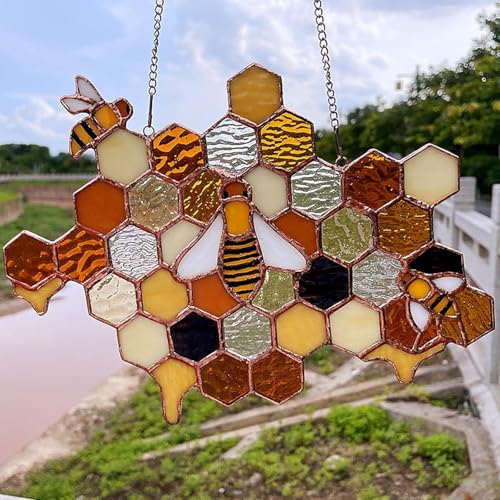 100 pcs Hexagon Iridescence Stained Glass Pieces Mosaics Tiles for Crafts Bulk (100 Count)