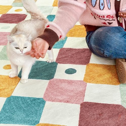 6x6 Square Rug Washable Kids Playroom Rug Colorful Playmat Confetti (36 Sq Ft)