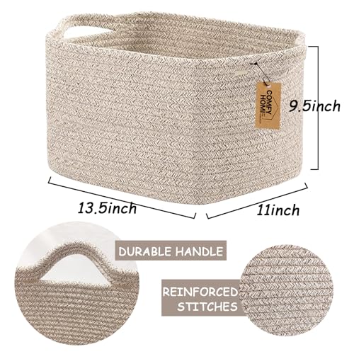 Cotton Rope Woven Basket with Handles for Shelves