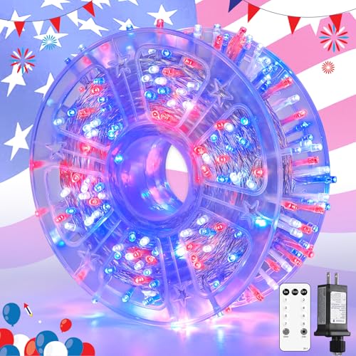 400 LED Red White and Blue String Lights Outdoor (132 Foot)