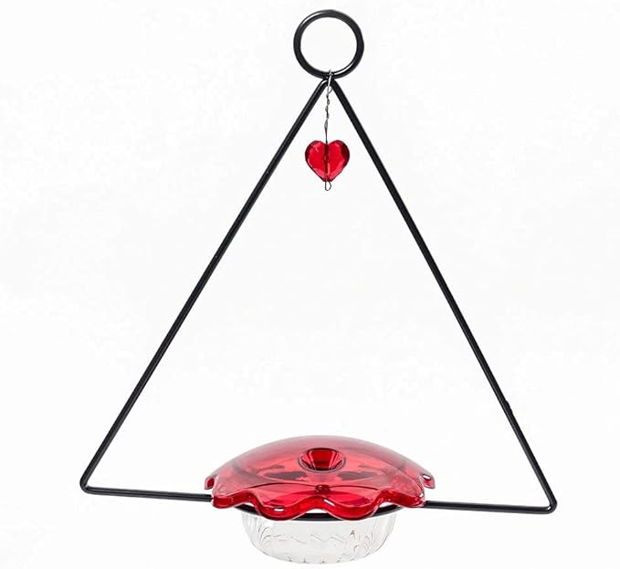 Birds Choice HSF Hummingbird Feeder, Swing Hanging Heart Bird Feeder, 3 Ounces, Red